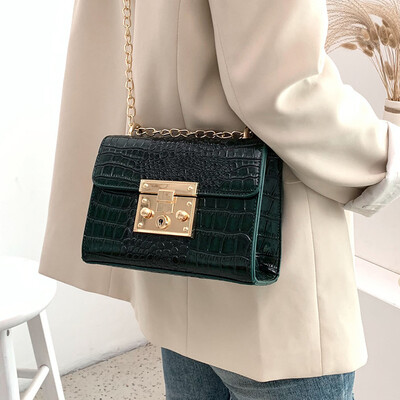 

Retro pouch handbag 2019 new chain bag fashion crocodile pattern shoulder bag wild ins vintage crossbody bag