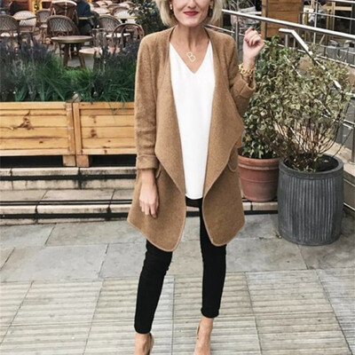

Female Pullover Open Front Coat Long Outerwear Blouse fashion Womens Long Sleeve Cardigan Woolen hot Jacket vestidos de verano