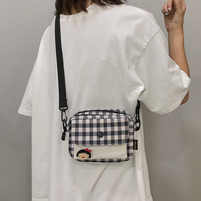 

2019 popular small bag plaid Mori girl canvas bag handbag new summer small fresh wild Messenger bag