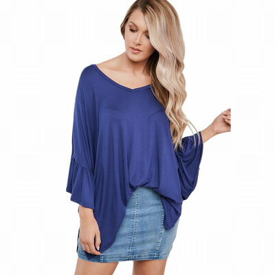 

Large size womens shirt womens autumn long-sleeved loose solid color T-shirt