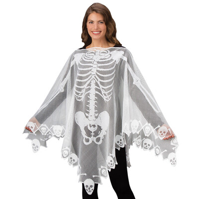 

Siaonvr Halloween Skeleton Lace Woven Poncho Comfortable Light Weight Sheer Fabric Breat