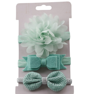 

3pcsset Baby Girl Accessories Green Flower Headband Korean Style Bow knot Party Princess Dress Decoration High Quality