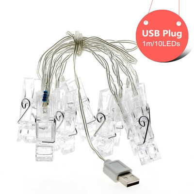 

LED String Light Clip Lamp 20LED 40LED 100LED Card Photo Decoration Christmas Wedding Holiday Light