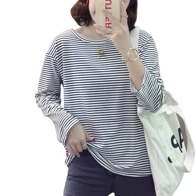 

Women Casual O Neck Striped Print T Shirt Long Sleeve T-Shirt harajuku autumn Tshirt befree camiseta feminina