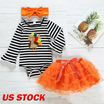 

Newborn Baby Girl Thanksgiving Romper Skirts Outfits Party Lace Tulle Tutu Dress