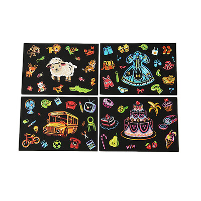 

Tailored 4pcs 20x14cm Magic Scratch Art Painting Paper With Drawing Stick Kids Toy