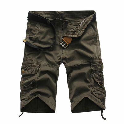 

Men Sport Plain Cargo Shorts Military Combat Pants Multi-Pocket Waist Size 29-36