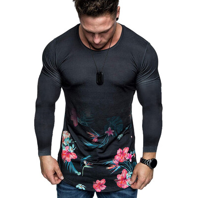 

Toponeto Mens New Style Fashion stamped Long Sleeve Shirt Printed Long-Sleeved Blouse