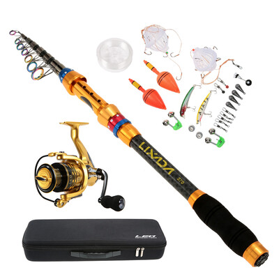 

Lixada Portable Lure Rod Set Spinning Rod&Fishing Reel Combos Full Kit Telescopic Fishing Rod Pole with Reel Line Lures Hooks