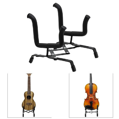 

Universal Foldable Ukulele Violin Stand Bracket Adjustable Metal Holder for Ukuleles 44 34 12 14 Violins Black