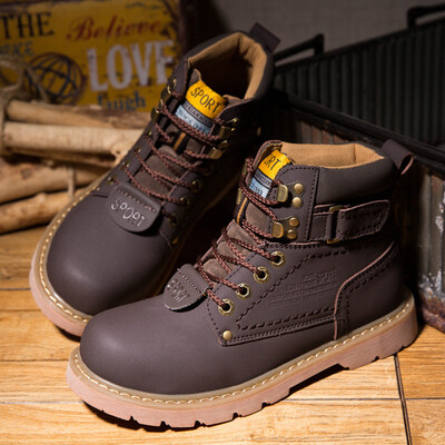 

Autumn&winter mens tooling boots Martin boots leather plus velvet warm snow high tide mens boots cotton boots cross-border special