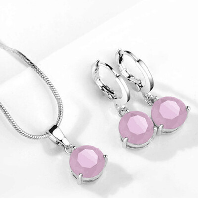 

Micro-inlaid crystal zircon necklace1Pair earrings jewelry set