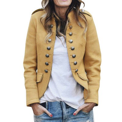

Toponeto Womens Ladies Retro Button Pockets Bomber Jacket Casual Coat Outwear