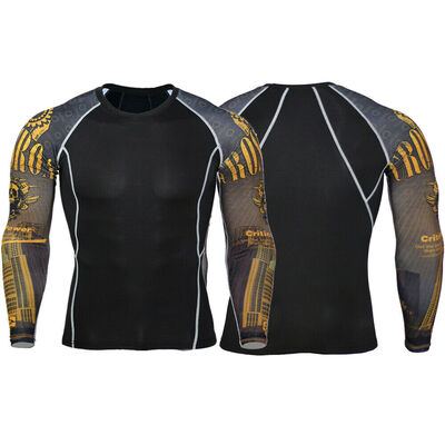 

Men Compression Printed Long Sleeve T Shirt Stretch Gym Sport Fitness Top
