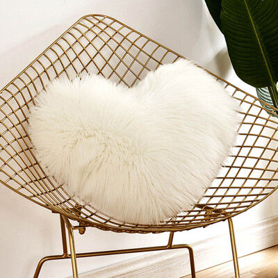 

Heart Shape Fluffy Faux Fur Plush Soft Sofa Chair Bed Room Decor Pillow Case Cushion Cover