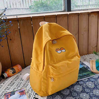 

Fashion Women Nylon Solid Color Capacity Student Backpack Travel Couple Bag
