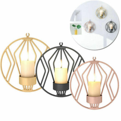 

Wall Mounted Candle Holder Metal 3D Geometric Tea Light Home Decor Candlestick