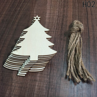 

10Pcs Christmas Wood Chip Tree Ornaments Xmas Hanging Pendant Decoration Gifts