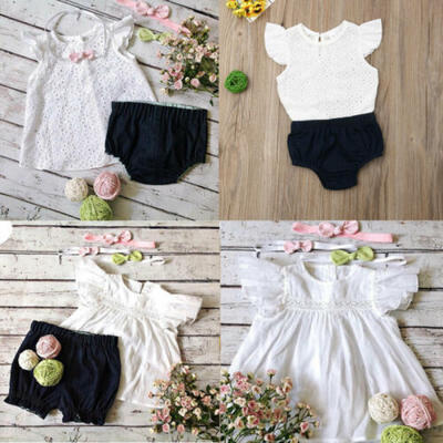 

USInfant Baby Girl Linen T-shirt Pants Jeans Outfit Openwork Top Summer Clothes