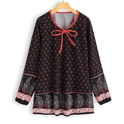 

Nomeni Women Casual National Style Printing Long Sleeve Tunic Shirt Tops Blouse GNL