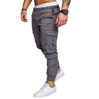 

SUNSIOM Jogger Pants Twill Biker Moto Casual Slim Stretch Elastic Harem Trousers Mens