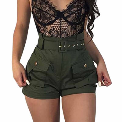

Women Solid Color Casual Wide Leg Pants Slim Waist Summer Loose Pocket Shorts