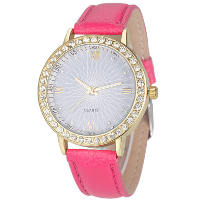 

〖Follure〗Fashion Women Diamond Analog Leather Quartz Wrist Watch Watches Black