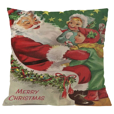 

Tailored Merry Christmas Pillow Cases Linen Sofa Cushion Cover Home Decor Pillow Core