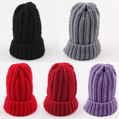 

Winter Warm Hat Unisex Women Men Knitted Beanie Solid Color Ribbed Knit Cap