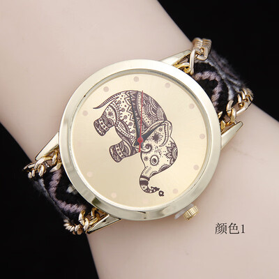 

New trend fashion ladies elephant watch woven ribbon quartz watch female models hot sale