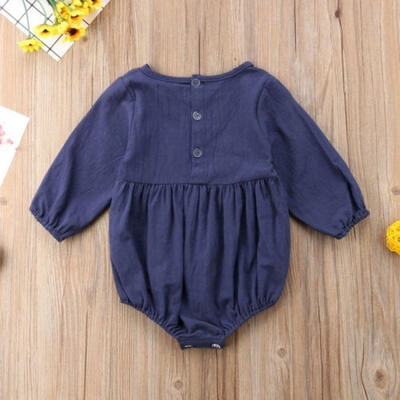 

Newborn Baby Girls Boys Long Sleeve Romper Bodysuit Outfits Solid Color Clothes