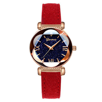 

〖Follure〗Roman Star Dial Six Convex Sleek Minimalist Luxury Leather Strap Watch