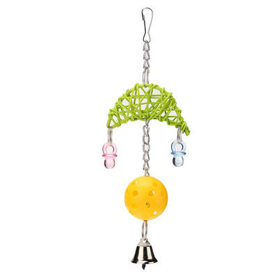 

Parrot Ball Bell Rattan Chain Toy Bird Bite Chew Toys Pet Cage Hang Decor