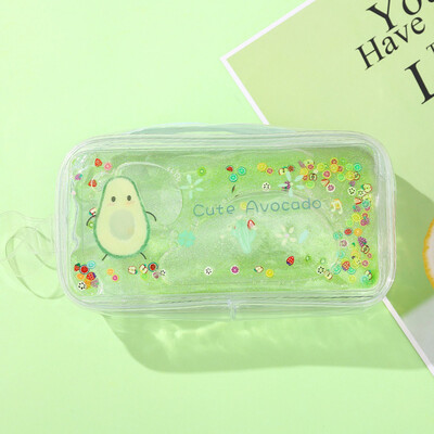

〖Follure〗Cute Fruit Transparent Quick Sand Pen Bag Large Capacity Portable Pencil Case