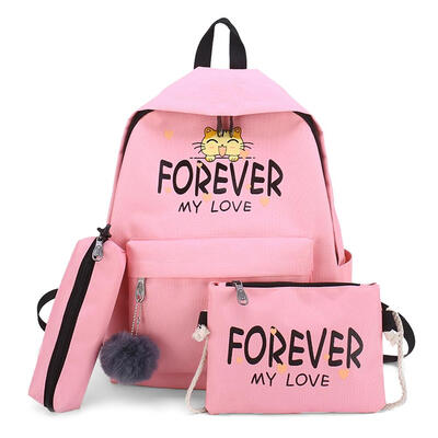 

3pcsset Cat Letter Print Shoulder Pen Bags Backpacks Women Composite Bags