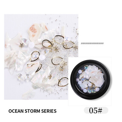 Toponeto Nail Shell Slice Shell Stone Shard Pearl Micro Drill Mixed Nail Ornament