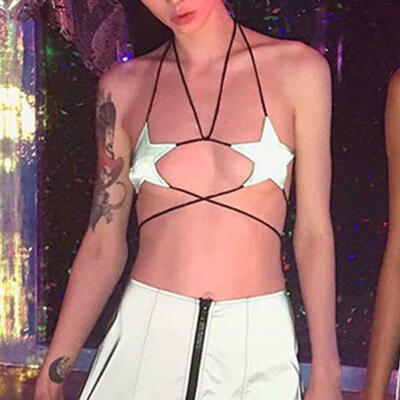 

Womens Gothic Punk Star Leather Bralette Lace Up Bralet Bra Cami Tank Crop Tops Bustier Lingerie Underwear