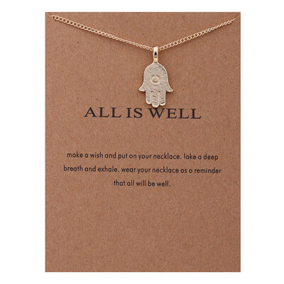 

Fashion Jewelry Necklaces & Pendants Gold-color All Is Well Hamsa Choker Necklace Women