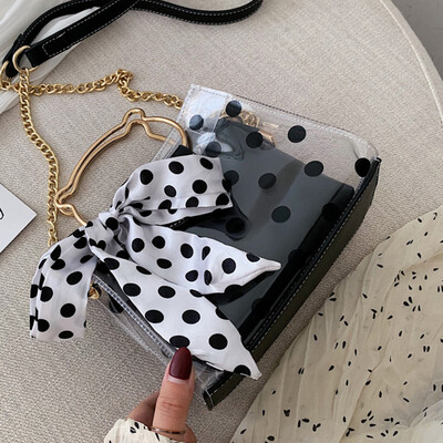 

Summer transparent jelly bag women 2019 new Korean version of small fresh wave chic chain messenger bag