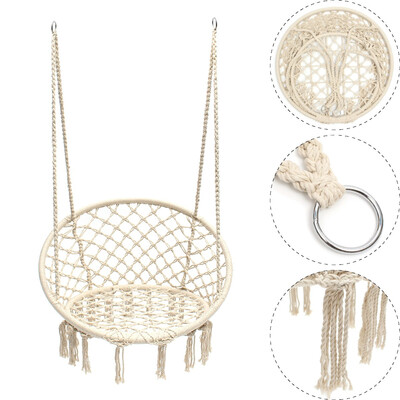 

Nordic Handmade Knitted Round Hanging Hammock Outdoor Indoor Dormitory Bedroom Child Adult Safety Chair Hammock