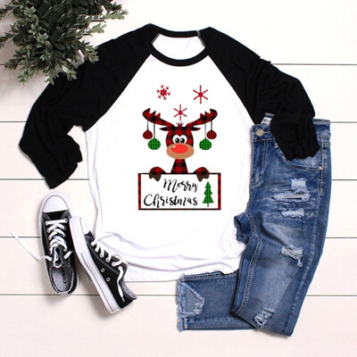 

Gobestart Womens Christmas Letter Print Round Neck Long Sleeve Pullover Shirts Tops