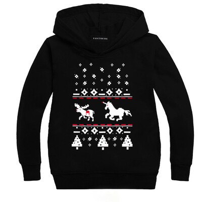 

lucasy Christmas Unicorns Hoodie Ugly Novelty Pattern Kids Casual Sweatshirt