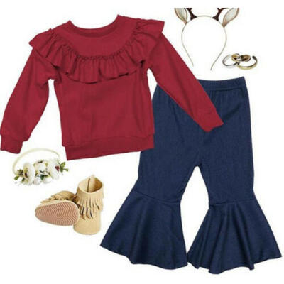 

US 2PCS Toddler Baby Girls Autumn Clothes Long Sleeve Tops T-shirtPants Outfits