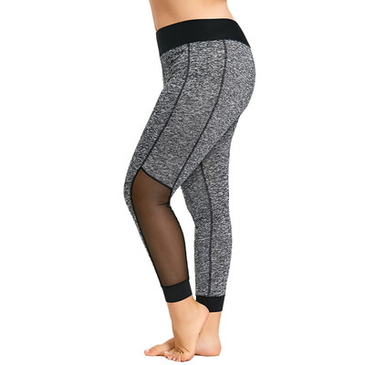 

Plus Size Mesh Insert Heathered Leggings
