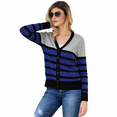 

V-neck long-sleeved cardigan coat casual knit sweater womens