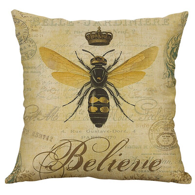 

〖Follure〗European style Retro Small Bee Linen Pillow Home Car Cushion Cover