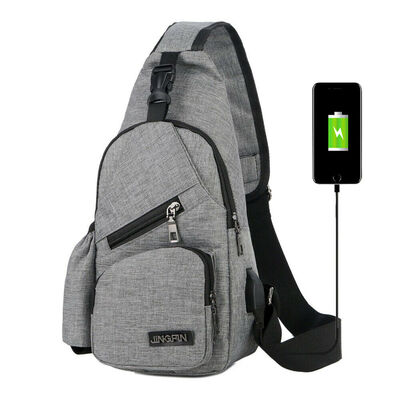 

Men Women Shoulder Bag Sling Chest Pack USB Charging Sports Crossbody Handbag