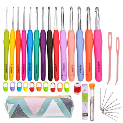 

14pcs Crochet Hooks Aluminum TPR Needles Knit Craft Yarn Weave Sewing Tool