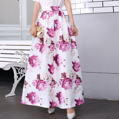 

Roseonmyhand Ladies Spring And Summer Print Fashion Casual Skirt Retro Big Skirt