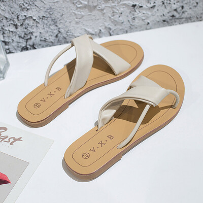 

Slippers Female Summer Outside Wear Korean Cross Flat Bohemian Sandals